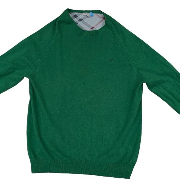 VINTAGE 100% Wool Burberry Sweater Green XXL - Picture 4 of 10